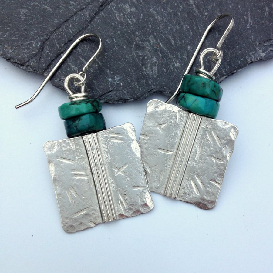 Silver and turquoise Core earrings