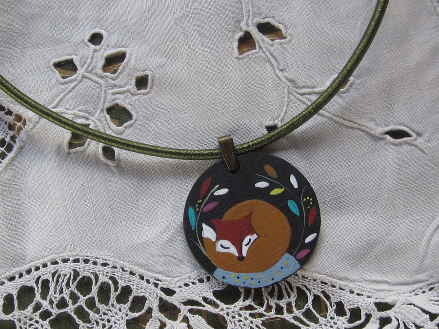 Hand Illustrated Fox Necklace