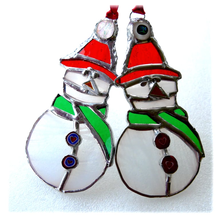 Snowman Christmas Tree Stained Glass Xmas decoration