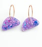 Purple Star Resin Hoop Earrings - Asymmetrical Dangle Earrings 