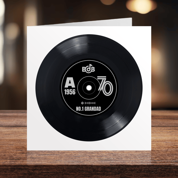 70th Birthday digital and printable 7" record with Spotify playlist code
