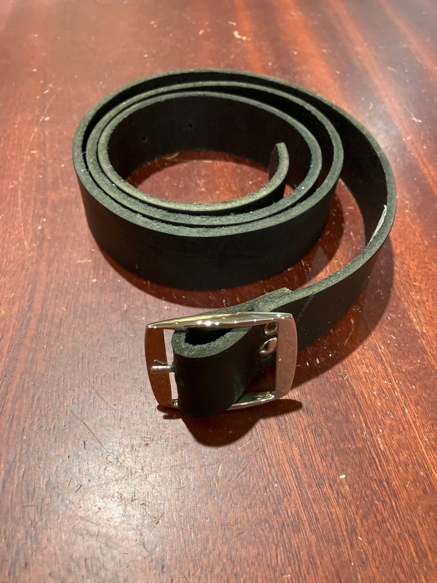 1.25" Width Black Leather Belt - hole punched at 36 - 39 inches - FREE SHIPPING