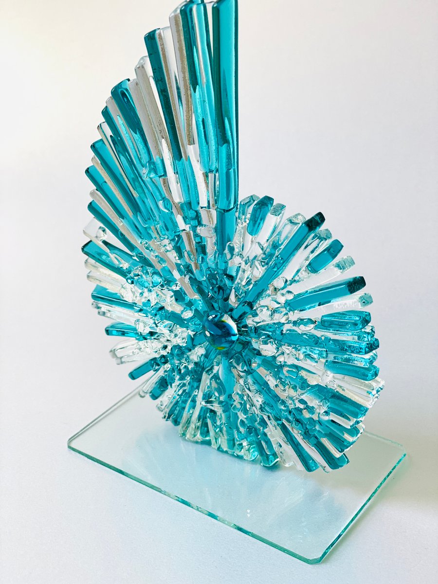 Ammonite ornament - sculpture in fused glass