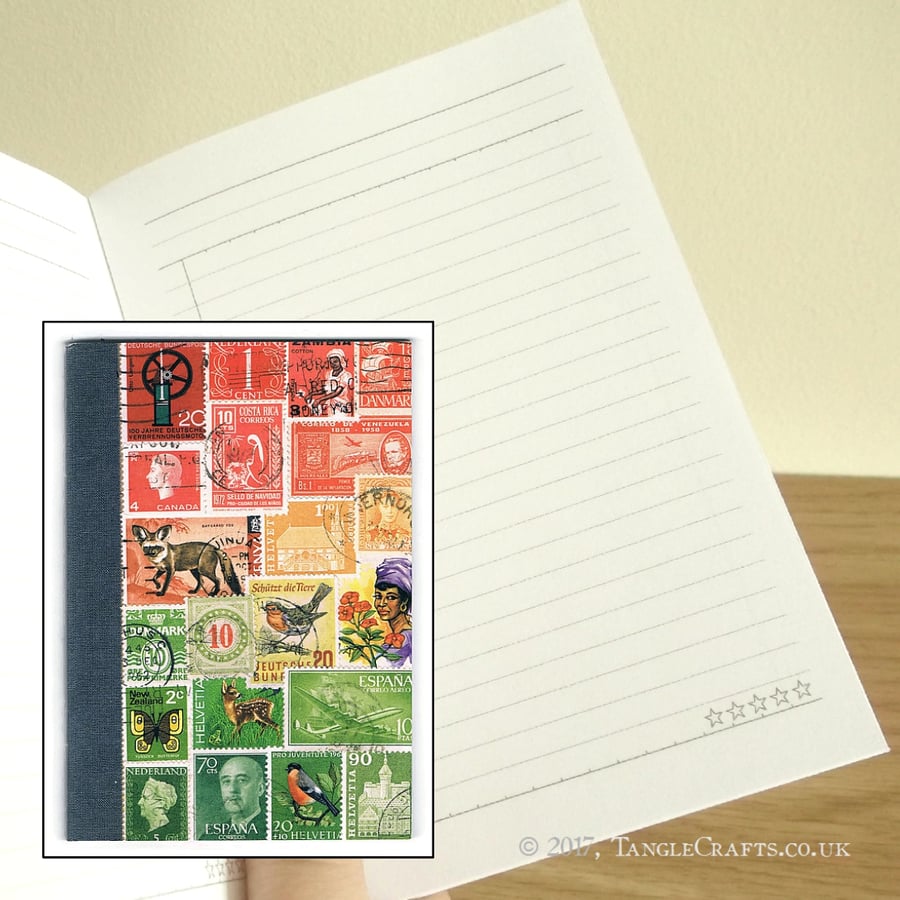 Postage Stamp Print Notebook - Christmas List Book, To Do Lists