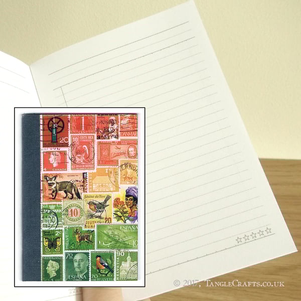 Postage Stamp Print Notebook - Christmas List Book, To Do Lists
