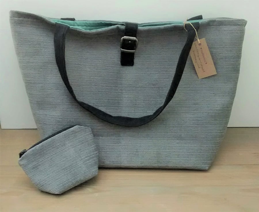 Grey Tote Bag with Coin Purse, Shopping bag
