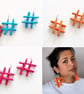 Colourful Cotton Statement Dangle made with wired rope, Sign Earrings - Image 7