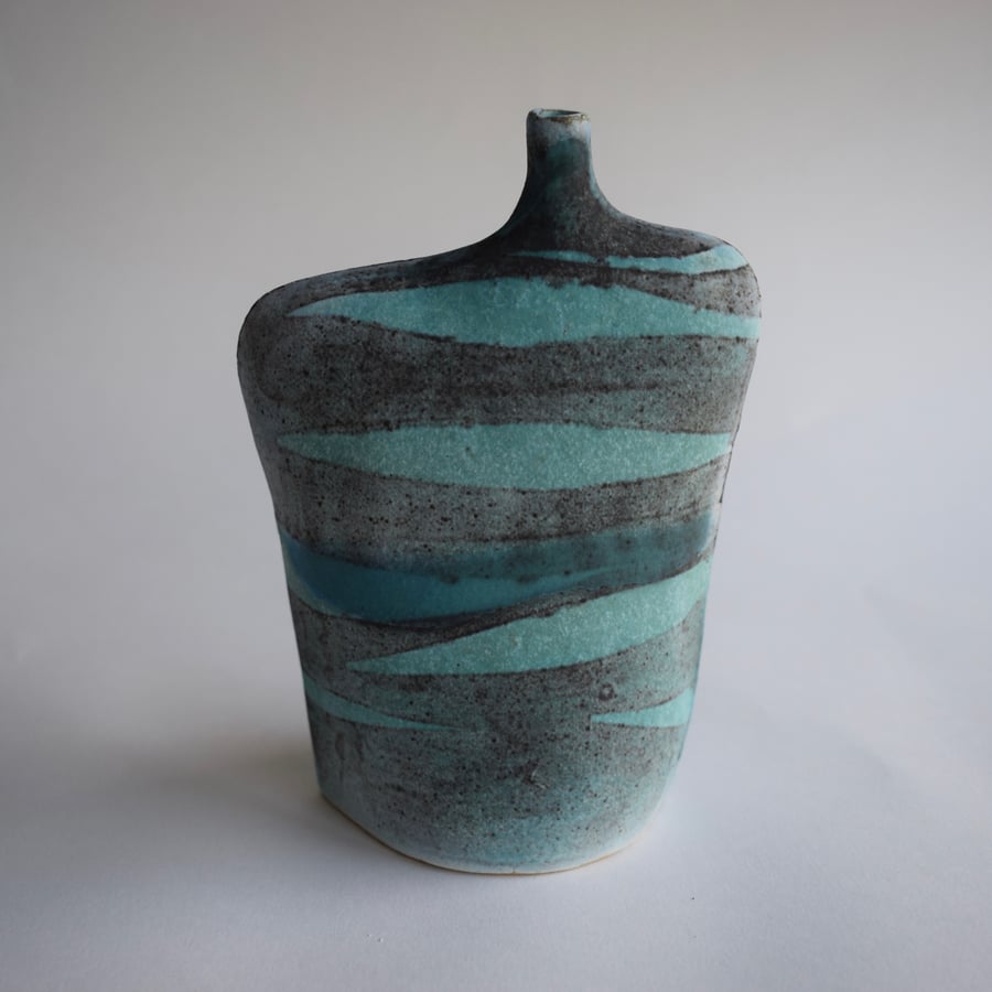 Ceramic Bottle with Waves 