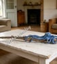 Blue Octopus Sculpture on Long Devon Driftwood — Handmade Clay - Image 1