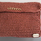 Copper Handmade Crocheted Clutch Bag