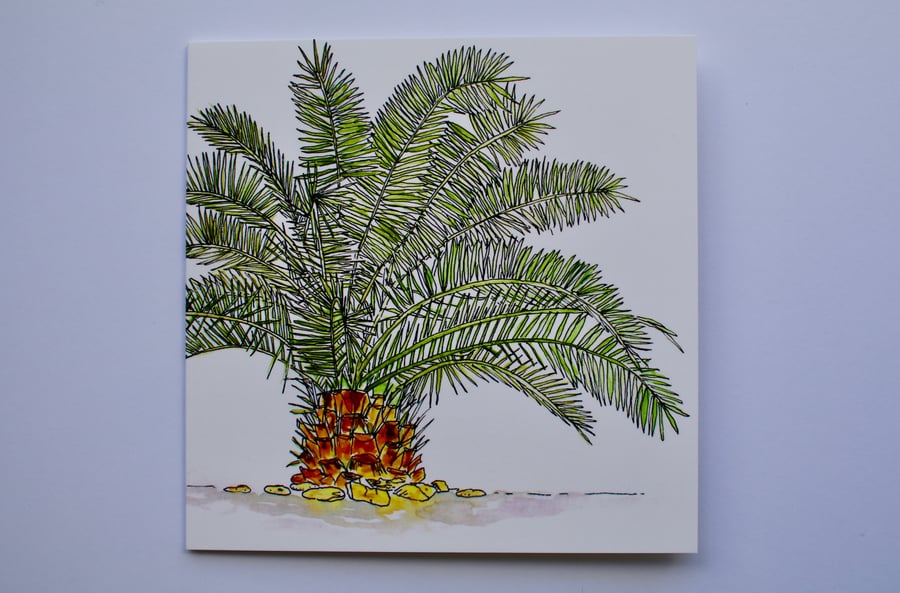 PEEPING PALM TREE CARD BLANK FOR YOUR OWN MESSAGE