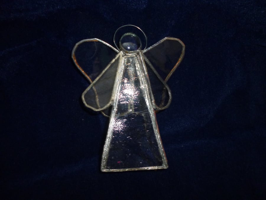 Hand made free standing angel - clear textured