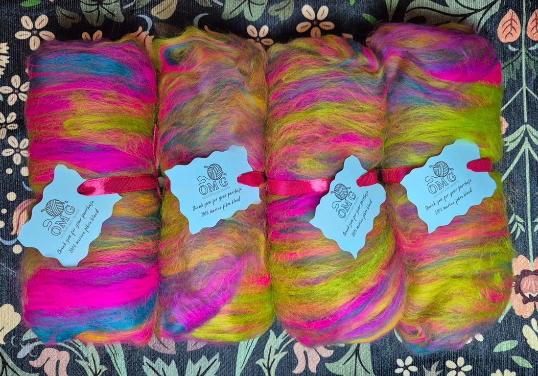100g Hand Carded Merino Fibre Batts
