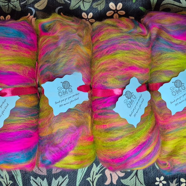 100g Hand Carded Merino Fibre Batts