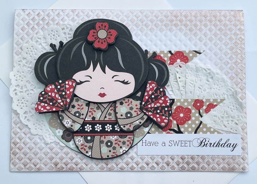 Serenity Kokeshi doll Have a sweet birthday card