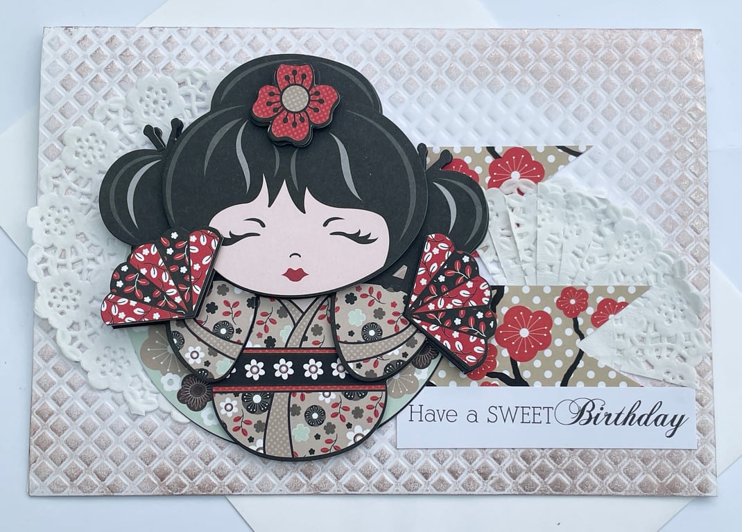 Serenity Kokeshi doll Have a sweet birthday card