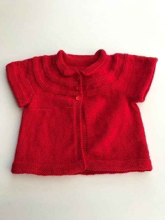 Short sleeved cardigan with collar