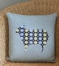 Handprinted & appliquéd cushion 'Knitted' Sheep - Image 1