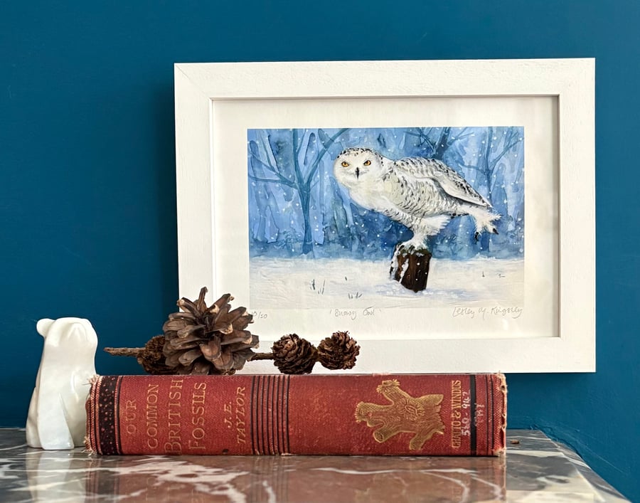 'Snowy Owl' framed limited edition giclée print