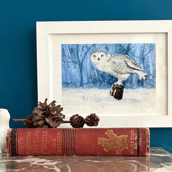 'Snowy Owl' framed limited edition giclée print