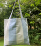 Large Blue and white striped tote bag. - Image 2