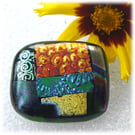 Patchwork Dichroic Fused Glass Brooch 080 Handmade 