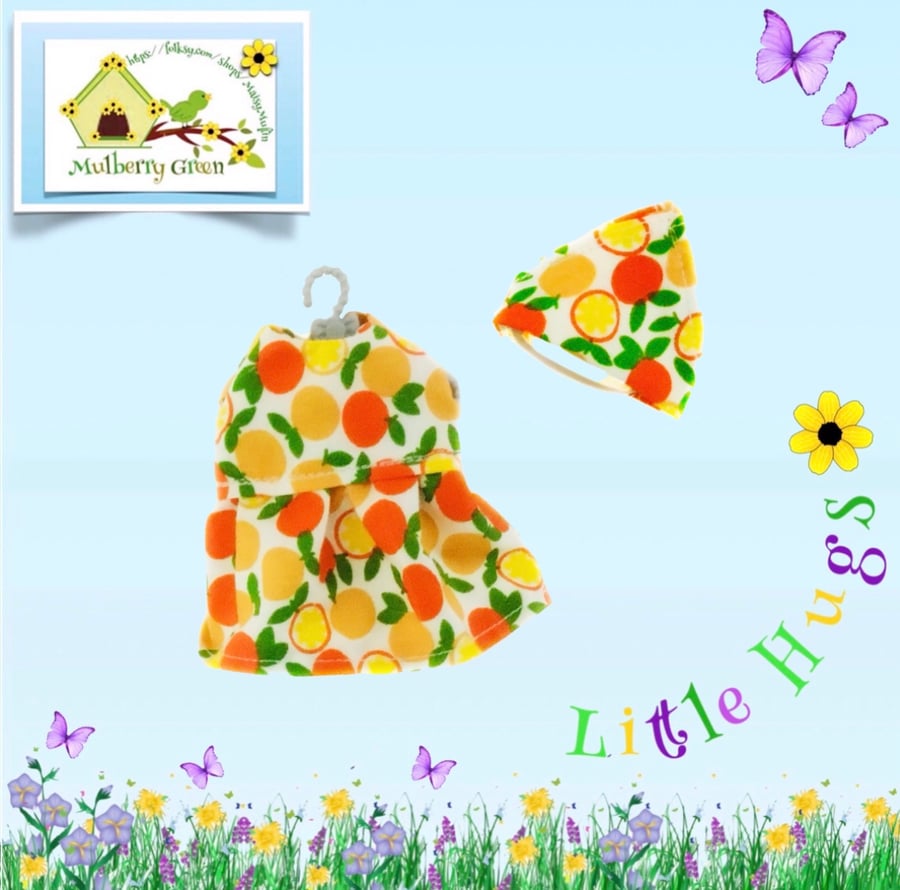 Little Hugs’ Zingy Oranges Dress and Matching Headscarf 