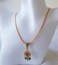Sunflower and Leaves Enamelled Pendant with Orange Adjustable Cord
