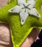 A star tree decoration, lime green and white with shiny metallic thread - Image 6