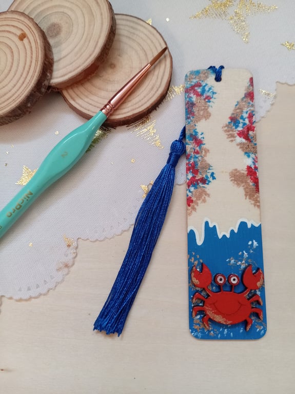 Wooden crab bookmark 