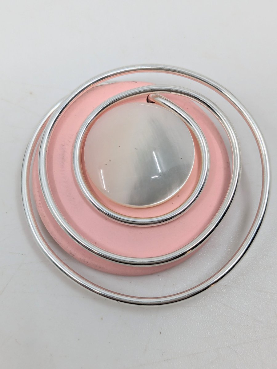 Swirly light pink modern brooch