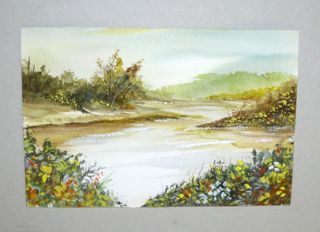 original art small format watercolour landscape painting ( ref FA402 J2 )