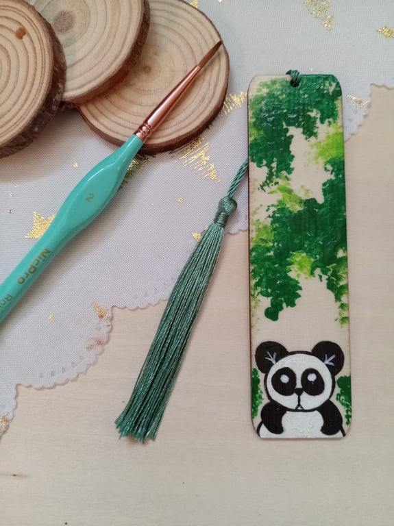 Wooden panda bookmark 