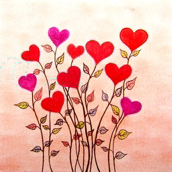 Hearts Card, Flowers Valentines Art, Ten Heart Flowers, Love Cards, Anniversary