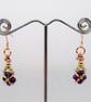 Amethyst & Peridot Rose Gold Drop Earrings, Rosegold Purple Gemstone Earrings, - Image 5