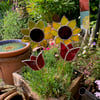 Stained  Glass Sunflower Stake - To Order - Handmade Plant Pot Decoration