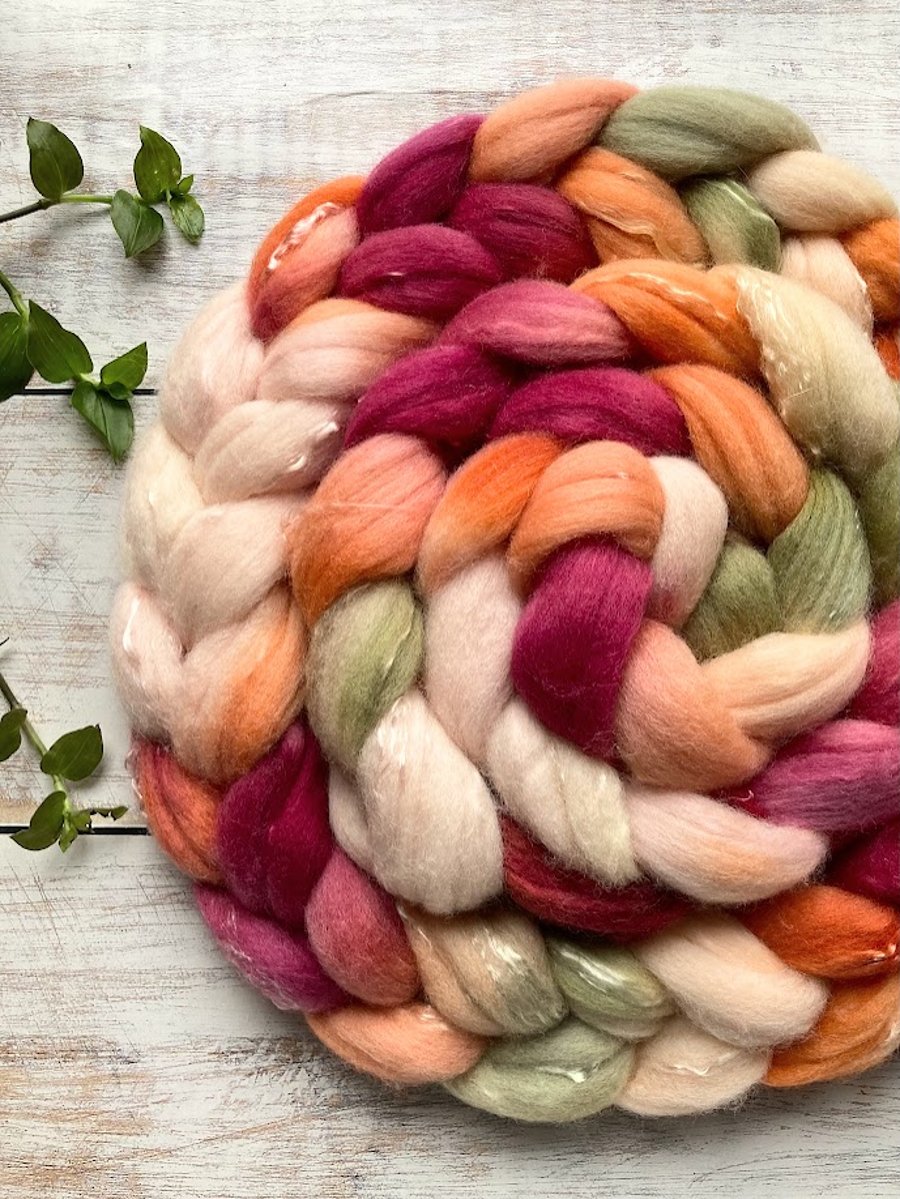 Merino tencel Spinning fibre 100g Pumpkin Passions