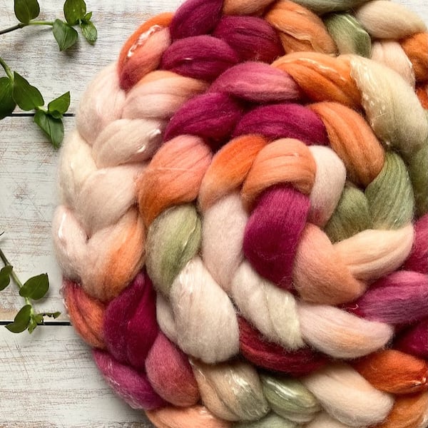 Merino tencel Spinning fibre 100g Pumpkin Passions