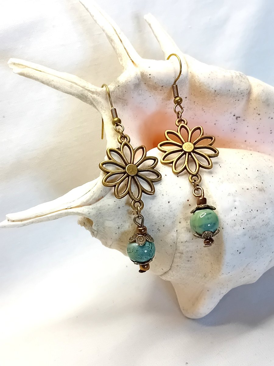 Bronze Flower Earrings