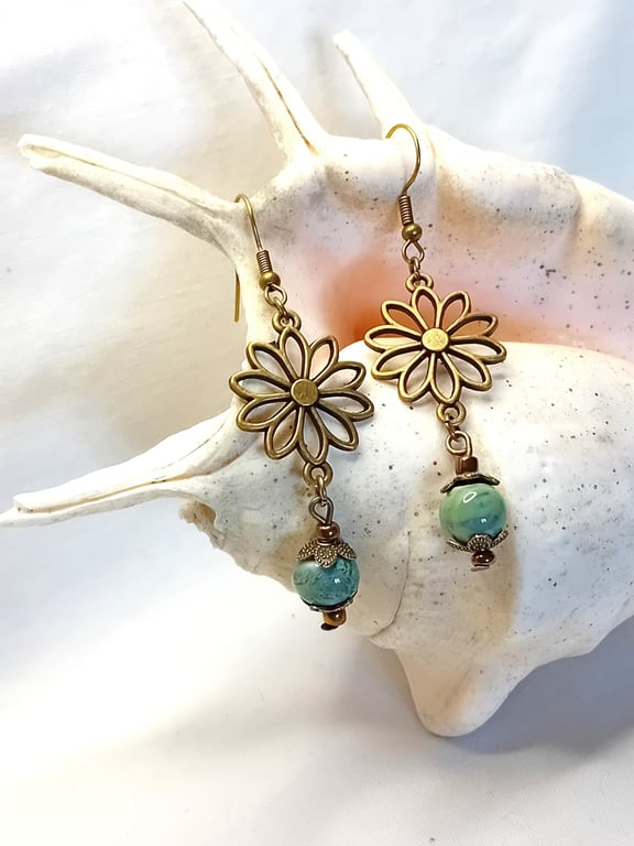 Bronze Flower Earrings