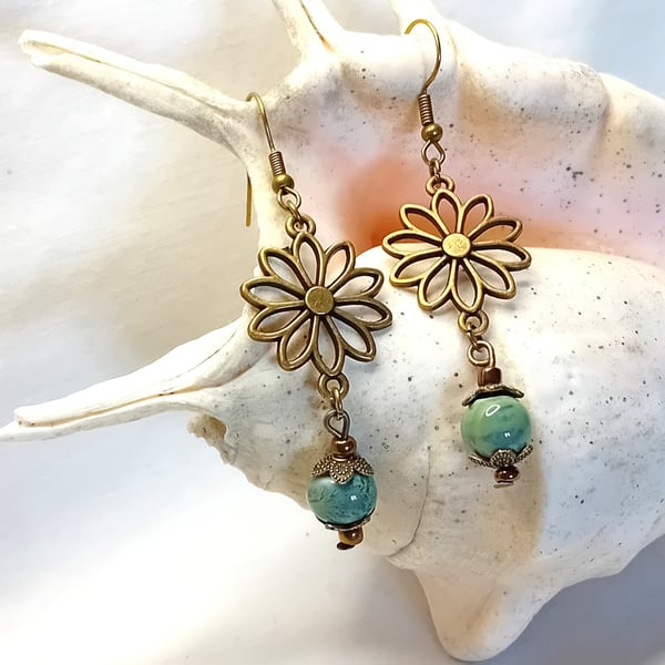 Bronze Flower Earrings