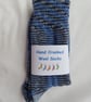 Hand-cranked Knitted Ribbed Wool Socks Size 8 to 9 - Image 5