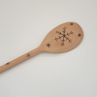 Snowflake pyrography Christmas wooden spoon, stocking filler gift