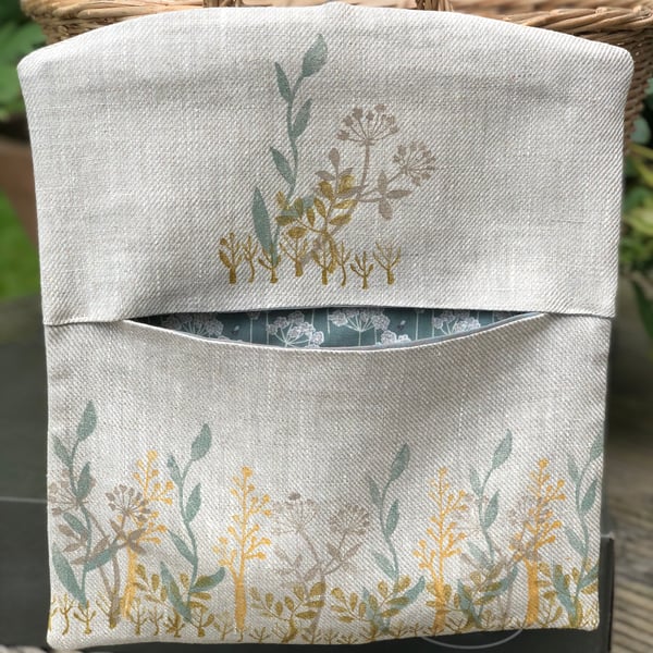 Hand Printed Linen Peg Bag -Spring Meadow