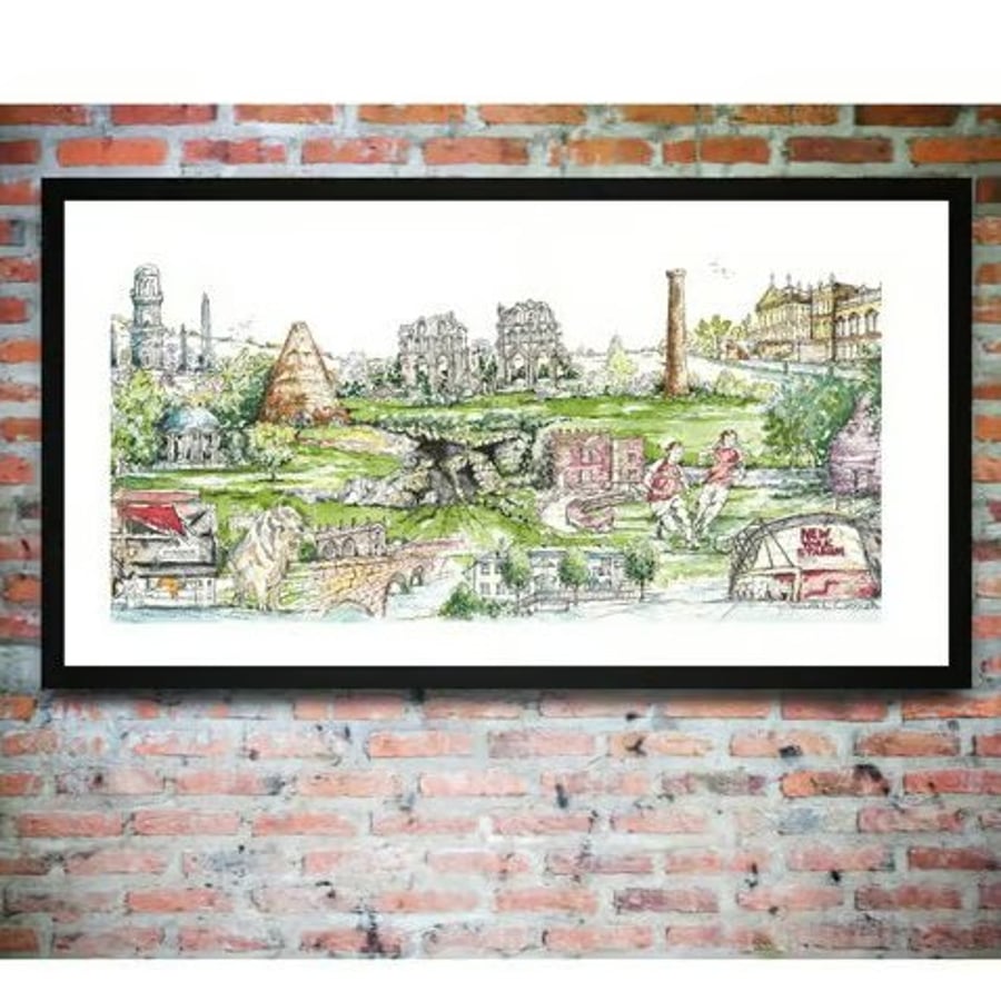 Rotherham Townscape (No.1) Yorkshire, England, Original Illustration, Historical
