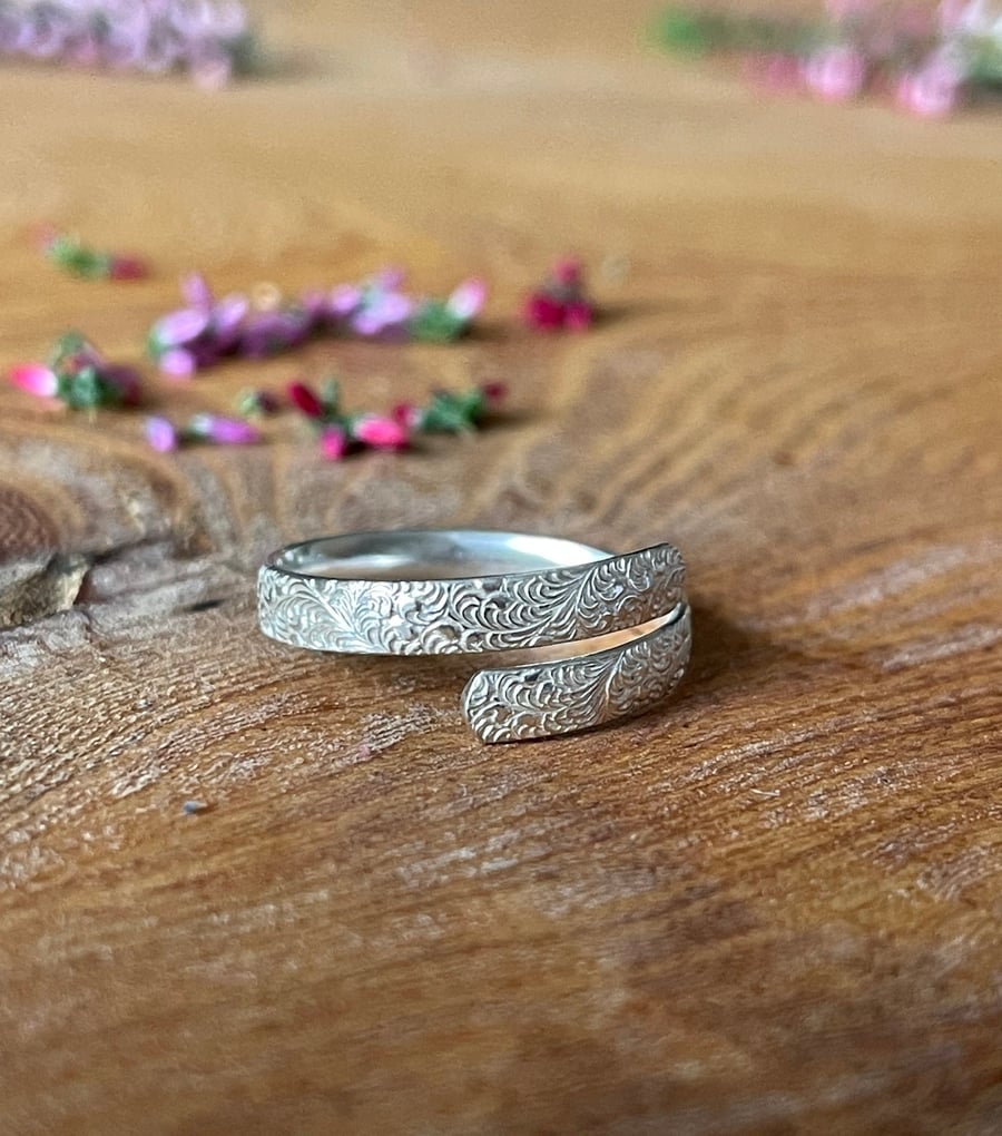 Wrap around thumb ring, Sterling Silver lace ring, Minimalist Sterling Silver ri