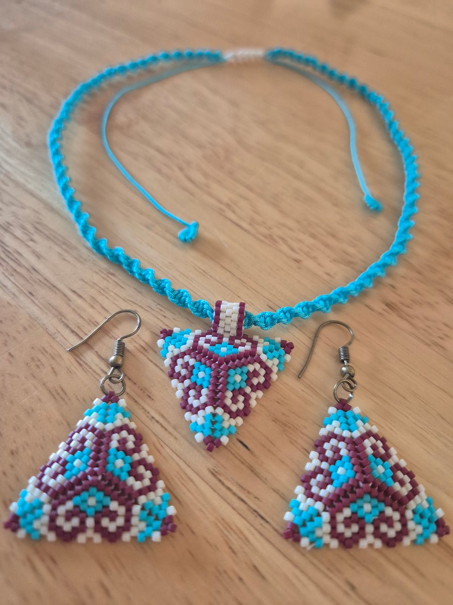 Miyuki delica necklace and earring 