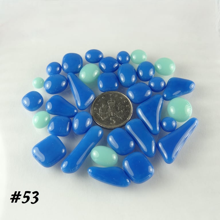 25g blue art glass cabochons, for jewellery making, crafting (53)