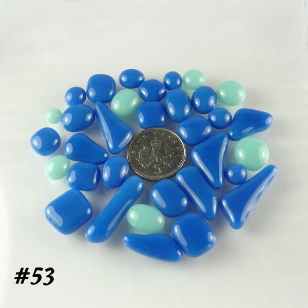 25g blue art glass cabochons, for jewellery making, crafting (53)