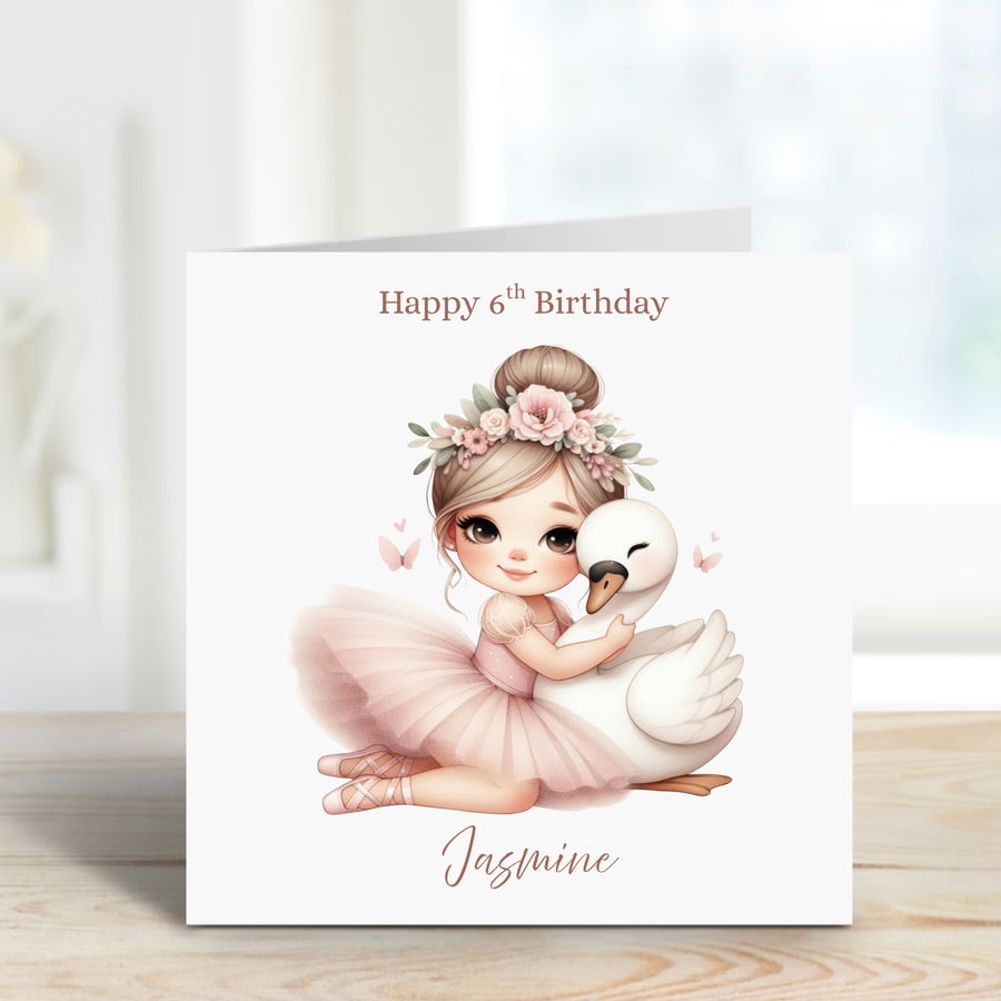 Ballerina Birthday Card for Daughter, Granddaughter, personalised